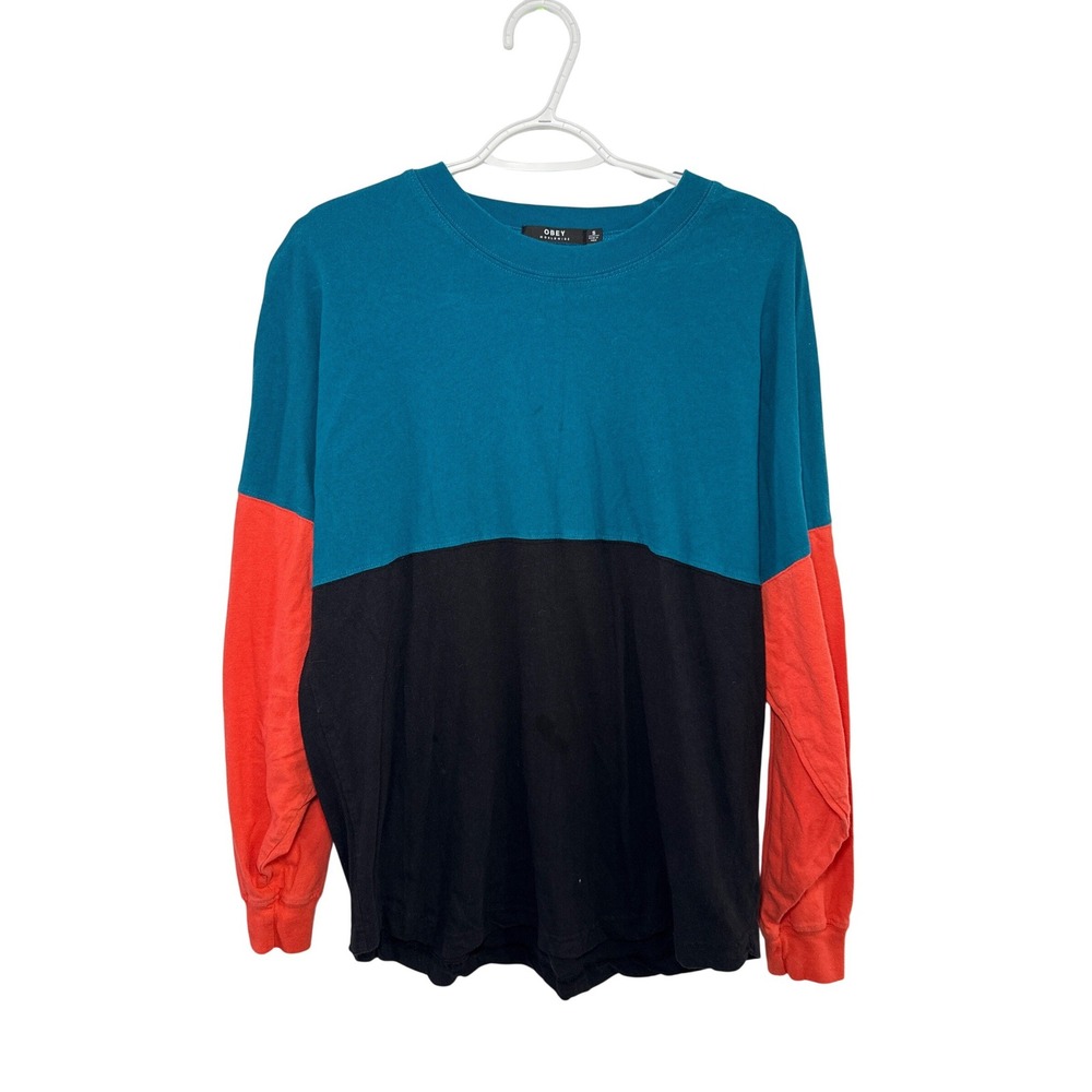 Obey International Colorblock Long Sleeve Shirt Mens Small‎ Streetwear Casual